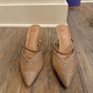 a new day™ Women's Nude Embellished Pointed Mule kitten heel